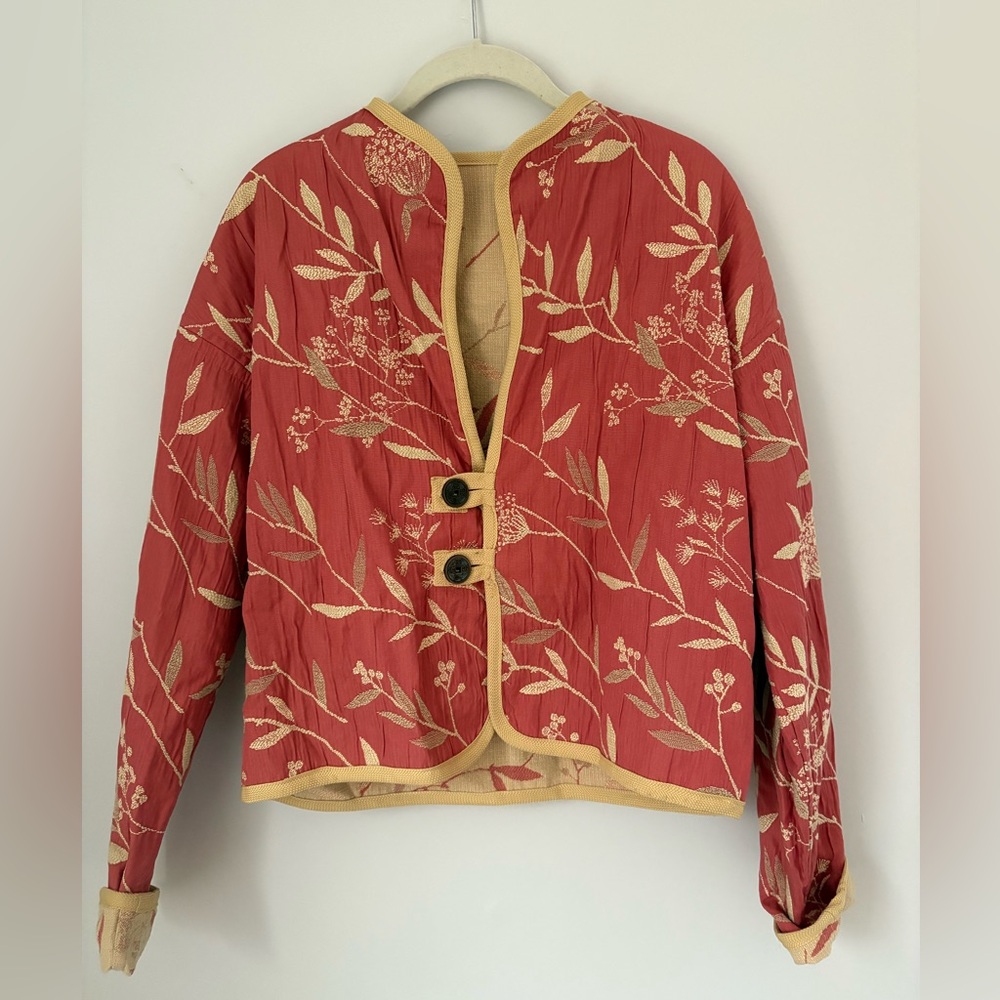 reversible! Embroidered Red Floral Women's Blazer